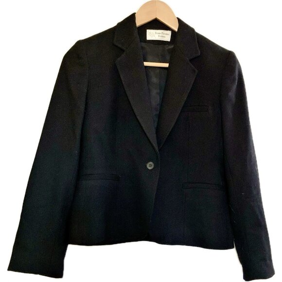 Vintage Evan Picone Womens Wool Blend Blazer Black Sz 6 Union Made USA Career - Picture 1 of 13